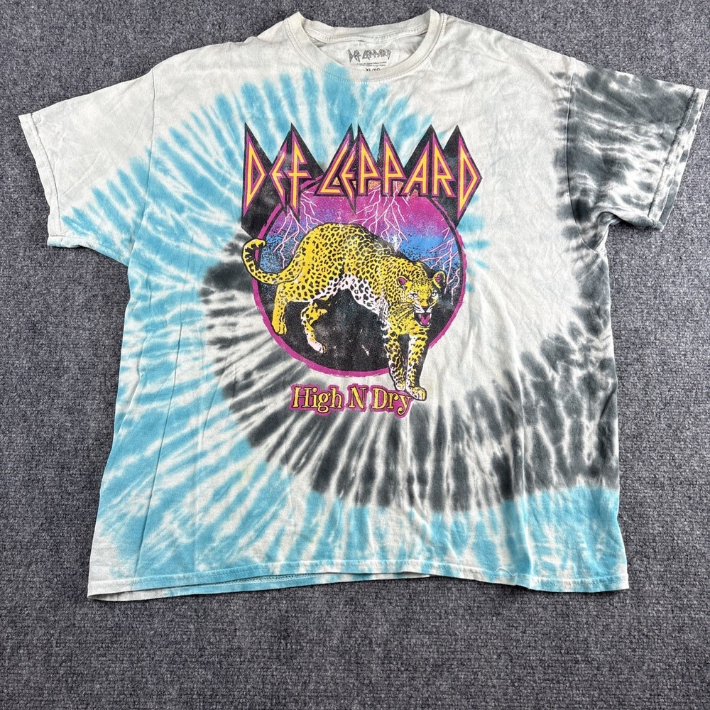 Def Leppard High N Dry Tie Dye Shirt Men's XL Epic Rights 2021 Graphic Tee